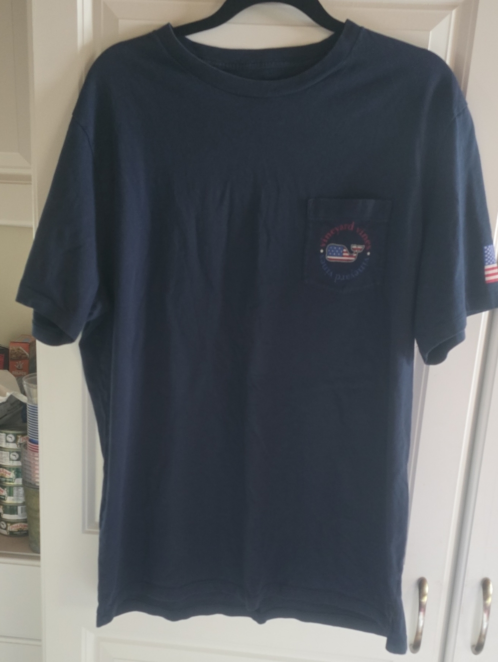 Vineyard Vines Navy Short-Sleeve Pocket Tee with Flag Patch